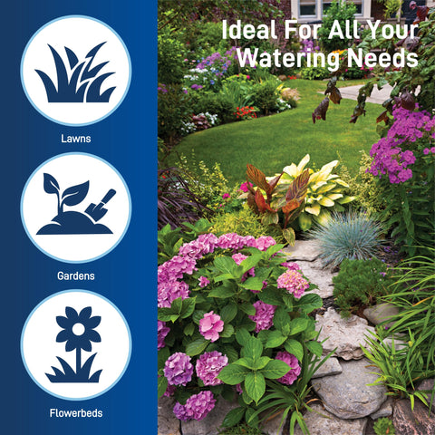 All-in-one kit converts a hose faucet into a garden sprinkler system.