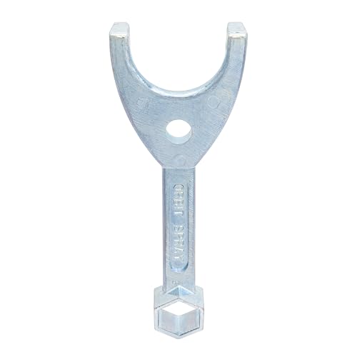Orbit 53027 two-prong end engages flush head grooves for quick threading on sprinkler risers.