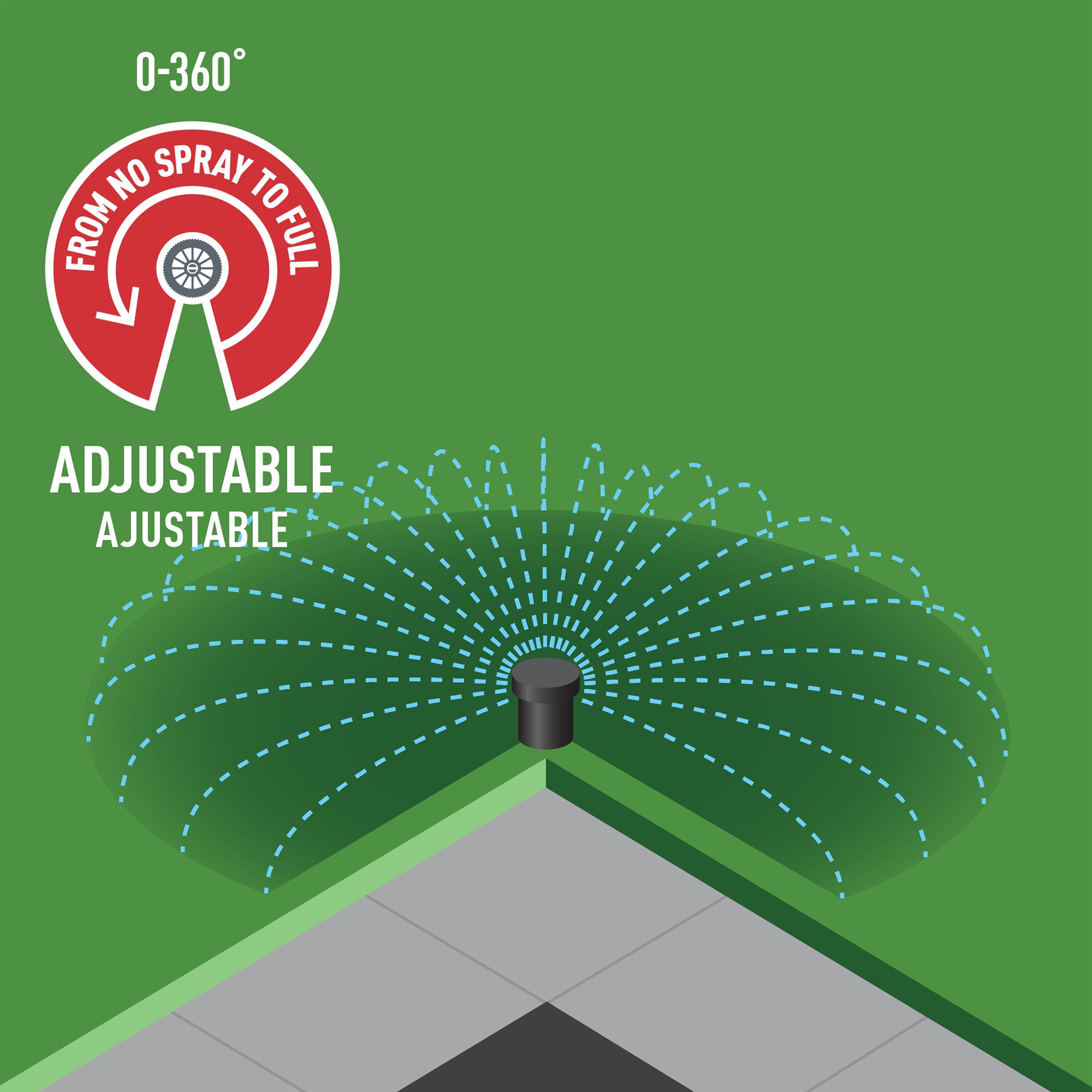 Orbit 53079 adjustable-screw enables precise arc and distance tuning.