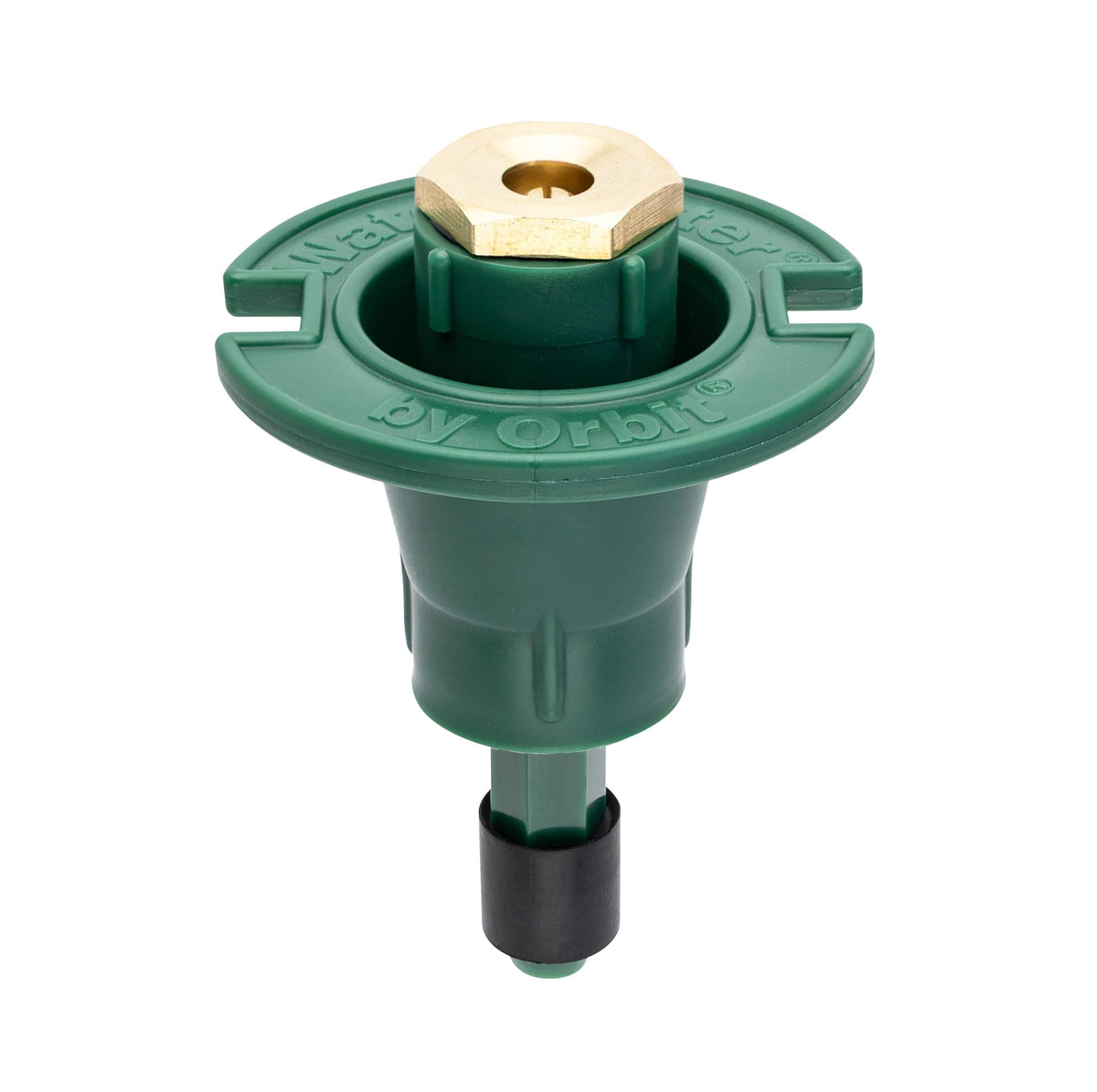 Orbit 54027 brass nozzle full pattern sprays evenly across lawns.