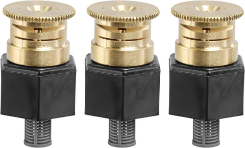 Orbit 54052 shrub head sprinkler adapter with brass half-pattern nozzle delivers even coverage for shrubs.