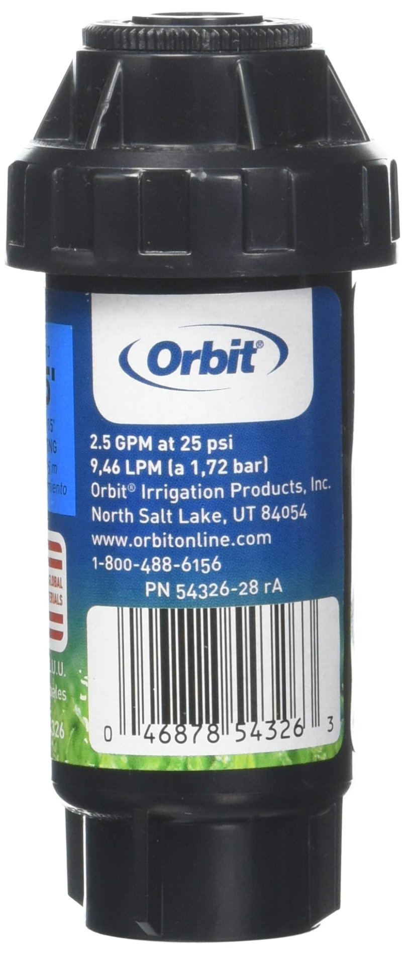Orbit 54326 full pattern nozzle with adjustable radius for customized watering.