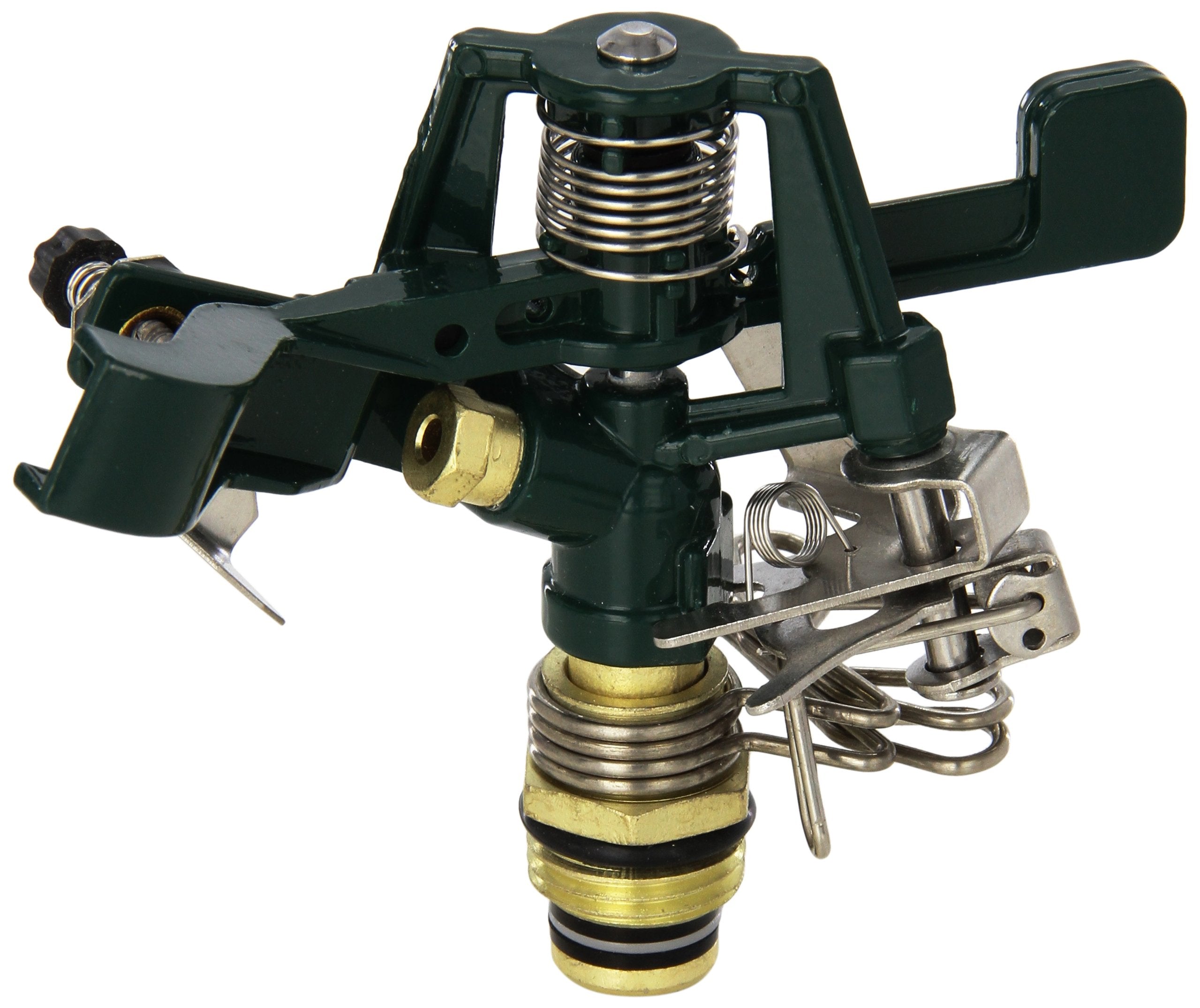 Orbit 55015 zinc impact sprinkler provides broad coverage up to 85 feet for large lawns.