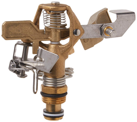 Orbit 55032 anti-backsplash arm maintains steady spray direction across zones.