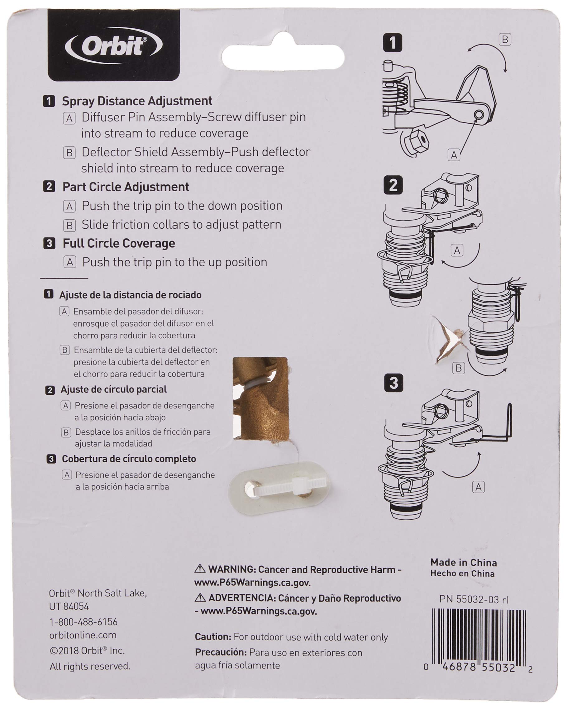 Orbit 55032 diffuser screw demonstrates adjustable droplet size for control.