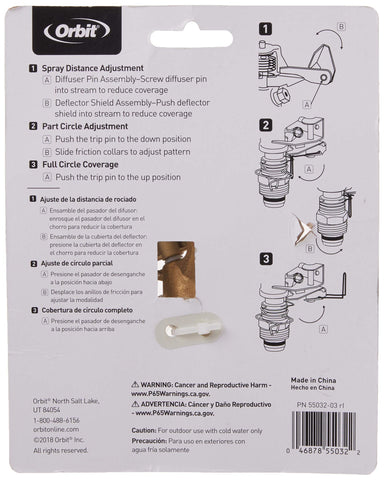 Orbit 55032 diffuser screw demonstrates adjustable droplet size for control.