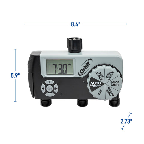 Orbit 56233D AA battery compartment keeps timer powered.