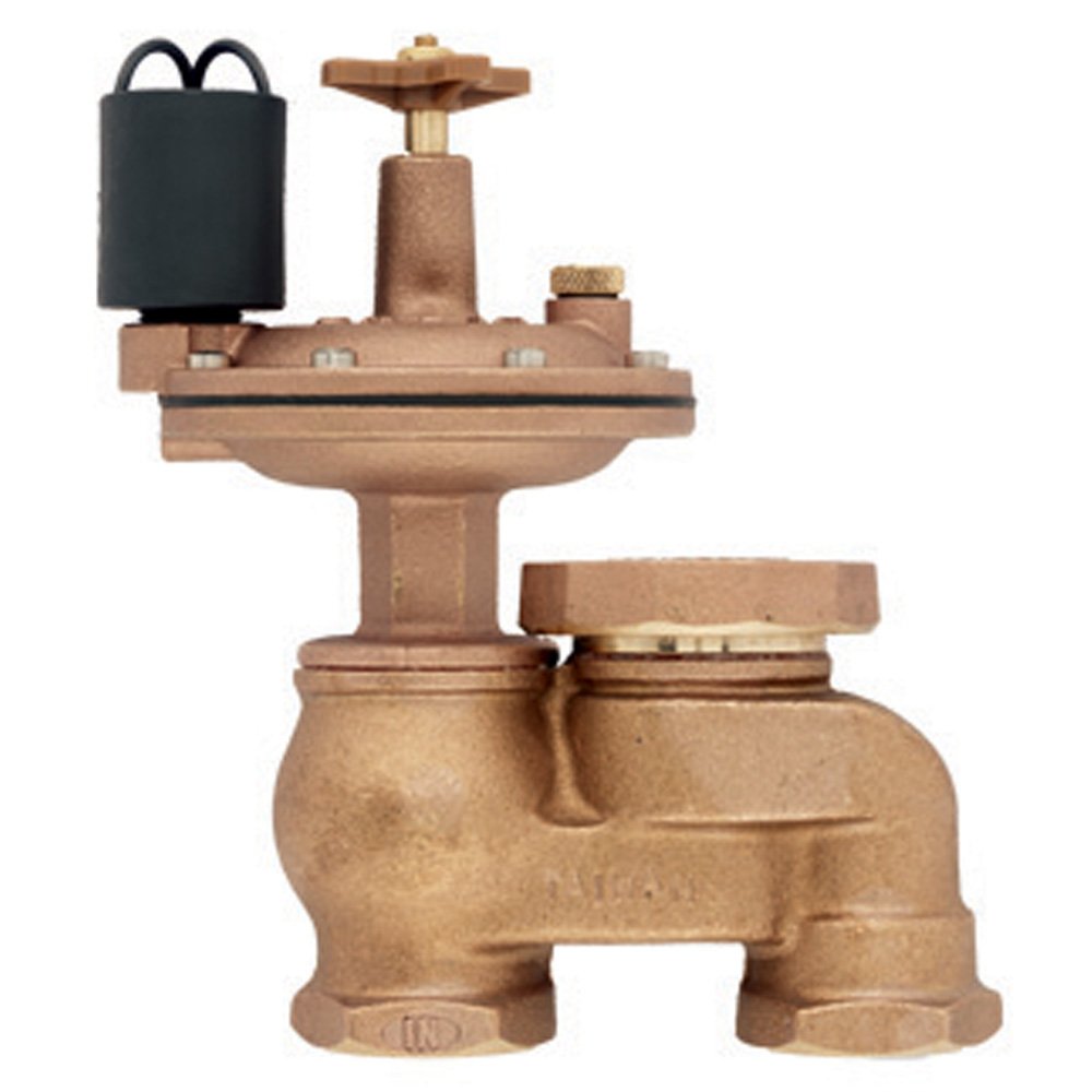 Orbit 57065 brass anti-siphon valve front view showing compact design for irrigation safety.