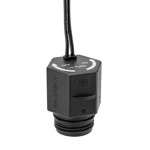 Orbit 57220 solenoid waterproof wiring close-up shows weatherproof protection