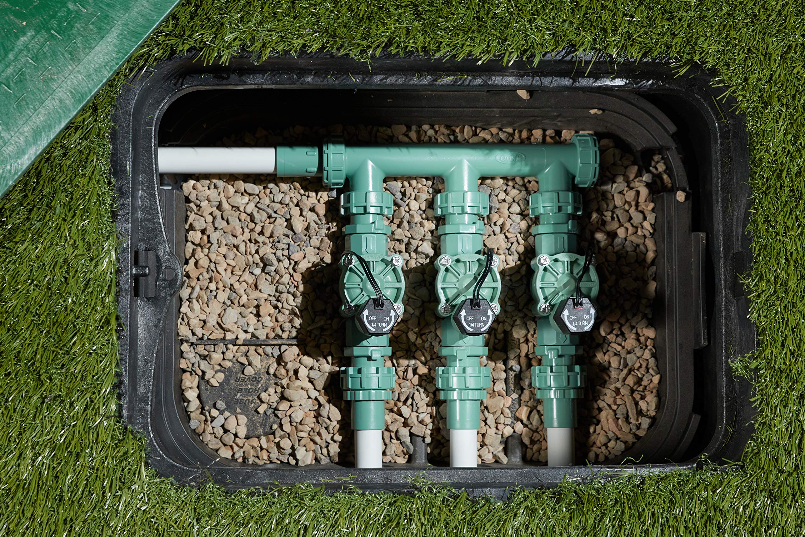 Orbit 57253 mounting on valve box base for clean, professional installation
