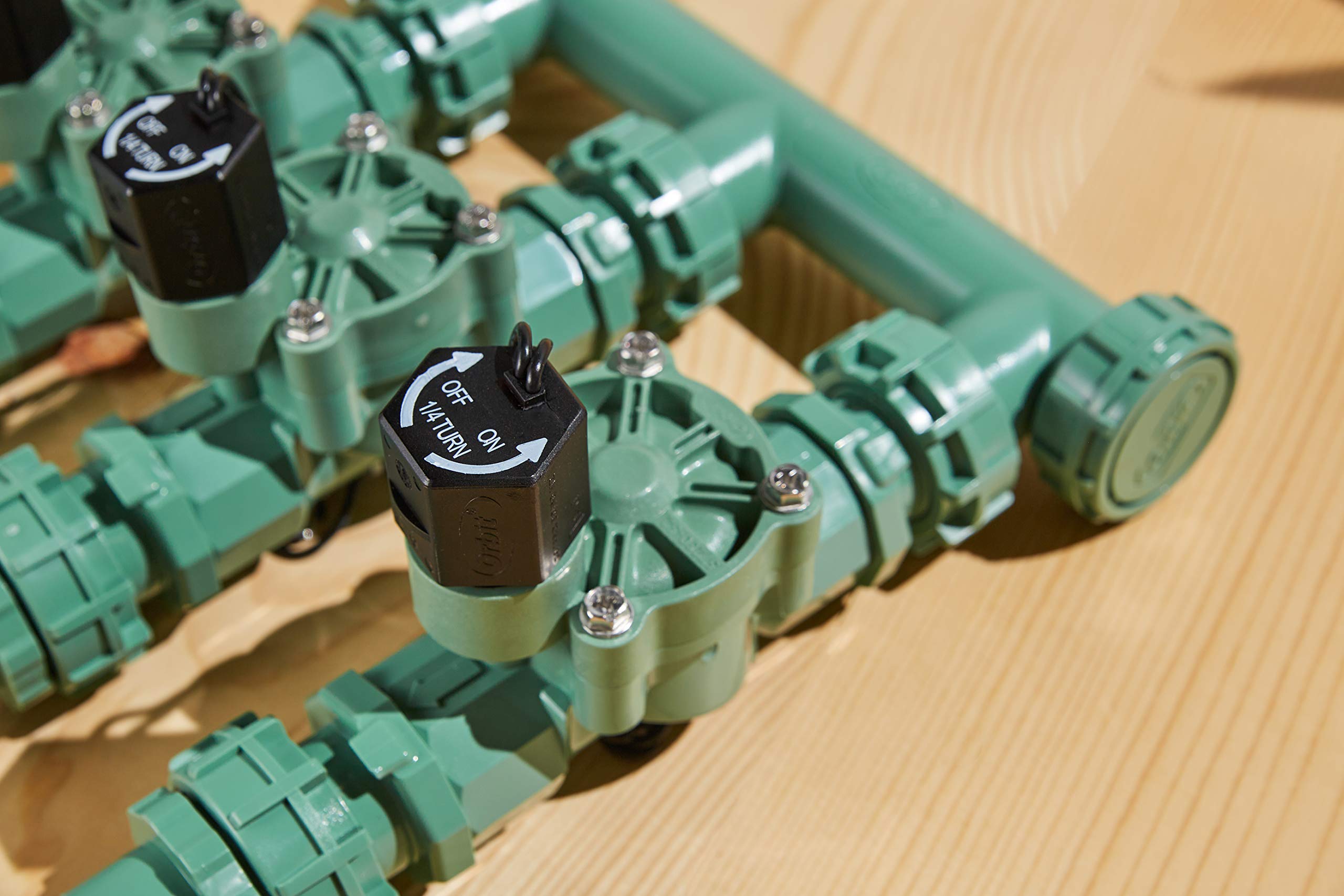 Orbit 57253 manifold valve assembly showing convenient serviceability for valve swaps