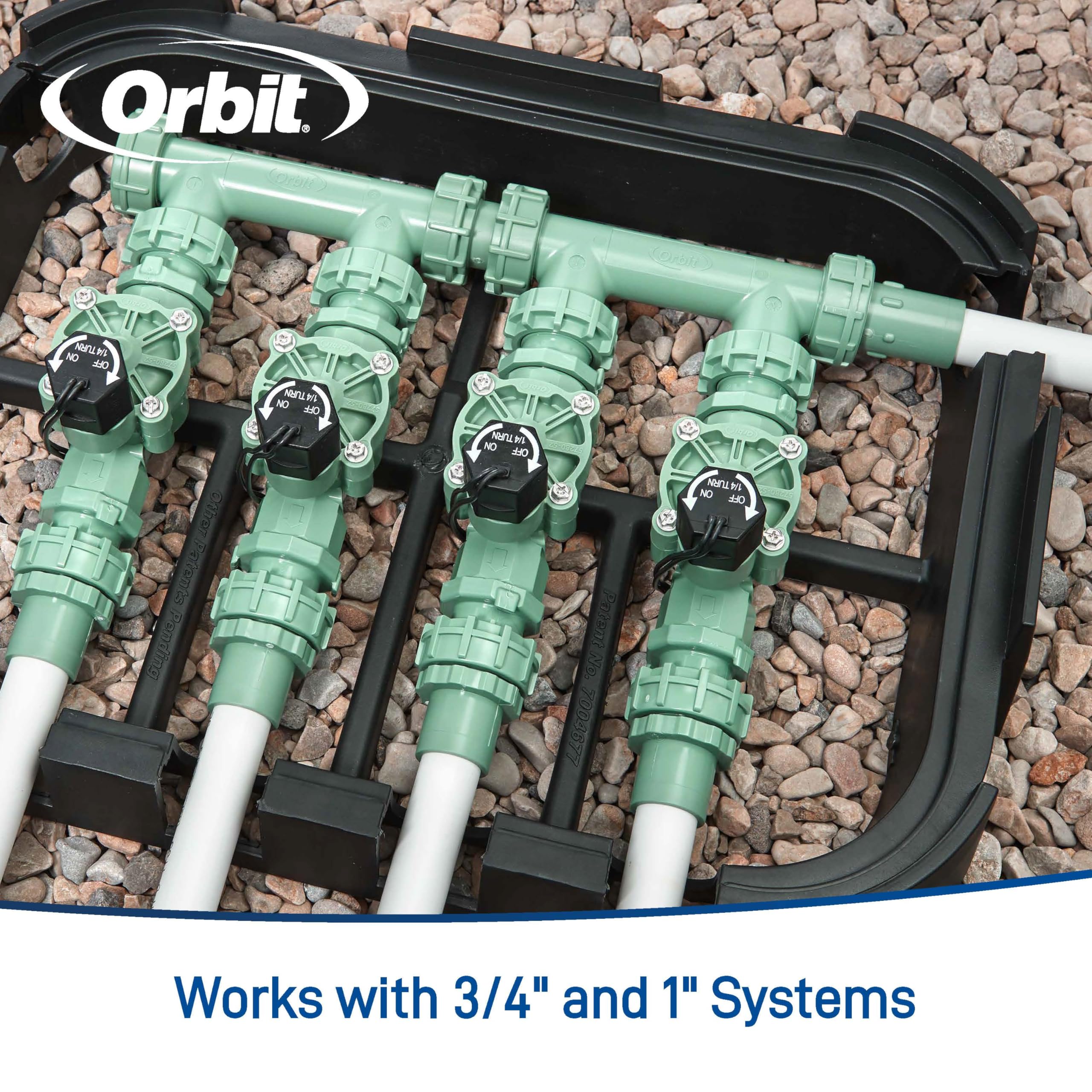 Orbit 57257 PVC and poly pipe adapters for versatile connections.