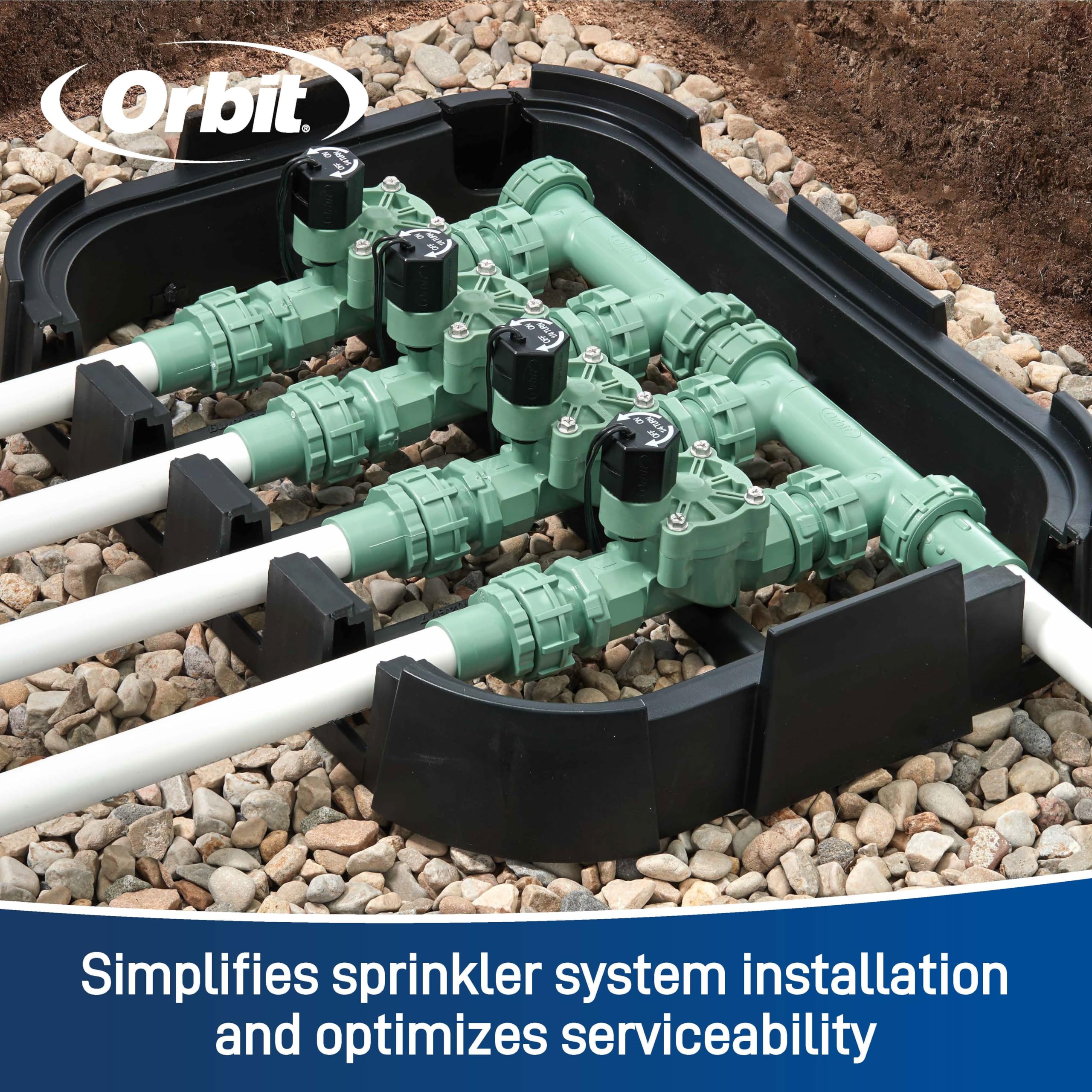 Orbit 57257 UV-resistant housing withstands outdoor weather and sun.