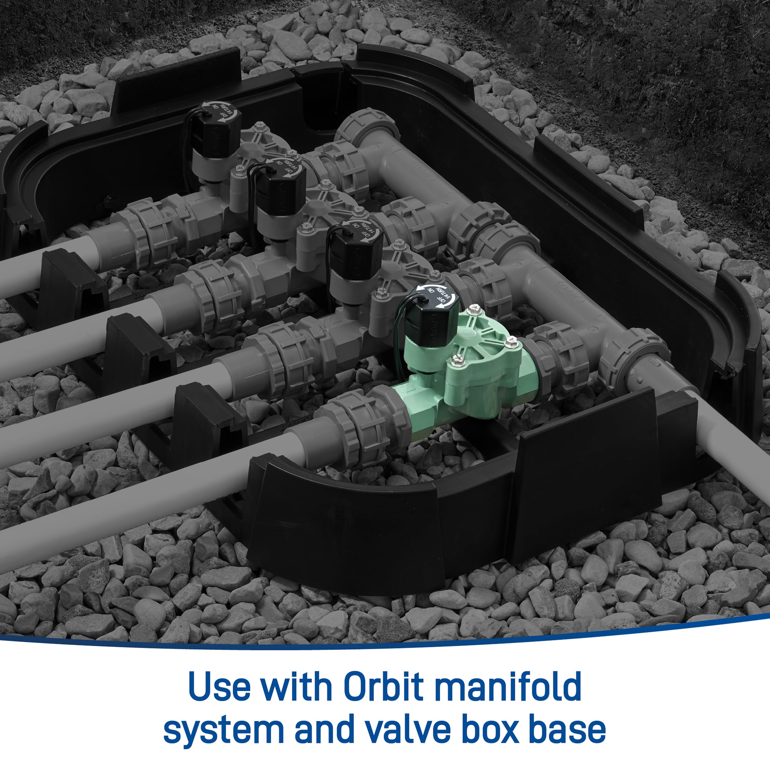Orbit 57280 valve interior view highlighting scrubber filter preventing clogging