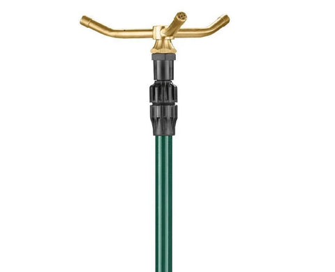 Orbit 58288 sprinkler covers up to 50 feet in diameter for even irrigation.