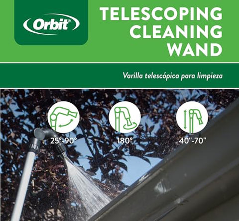 Orbit 58543 four-position head enables angle control for targeted cleaning.