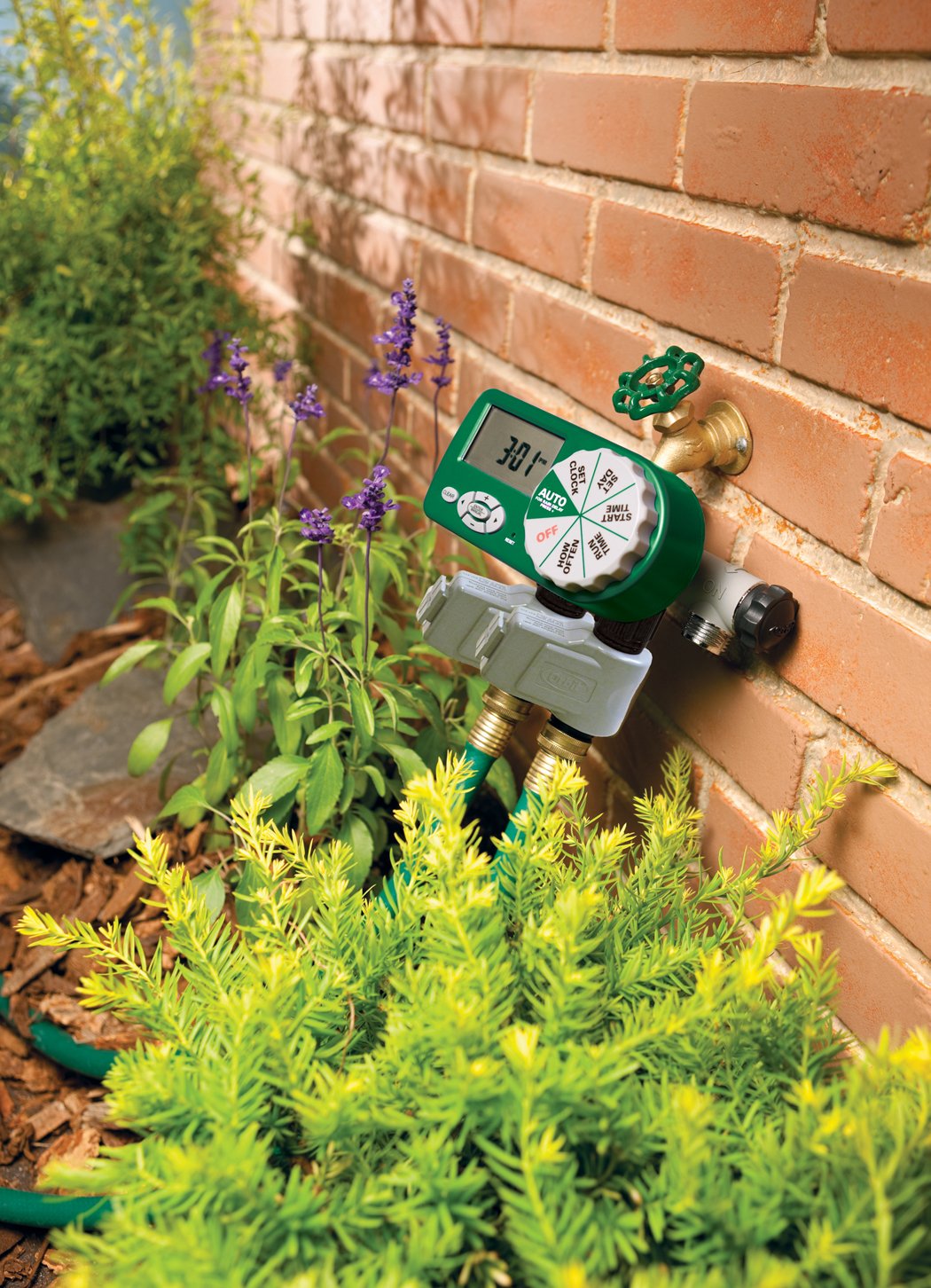 Orbit 58874Z valve installation demonstrates plug-and-go setup with no wiring.