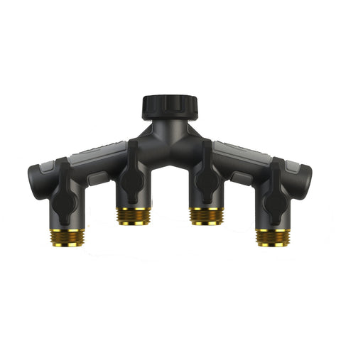 Orbit 58970 4-Way manifold assembly view for versatile outdoor watering.