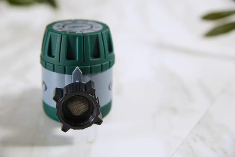 Orbit 62034 in action outdoors indicating manual and timed watering