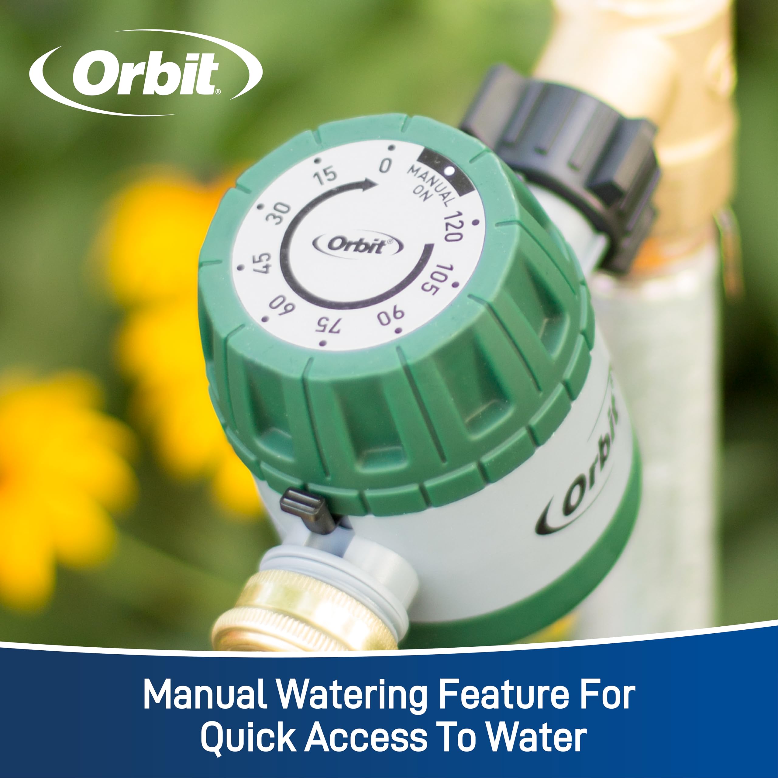 Orbit 62034 sunlit lawn timer ready for scheduled watering