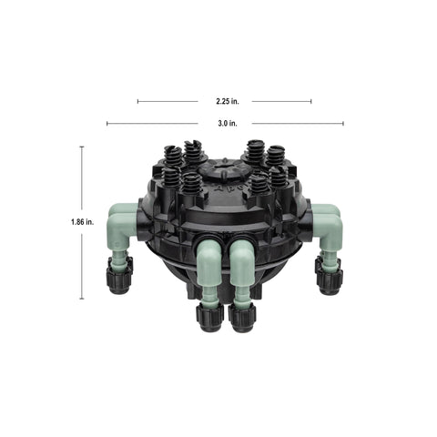 Orbit 67000 8-port adj flow drip manifold shrub adapter enables mixed spray and drip.