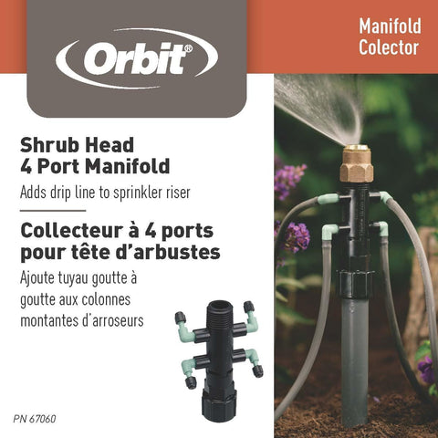 Orbit shrub adapter in packaging highlighting carded design for easy installation.