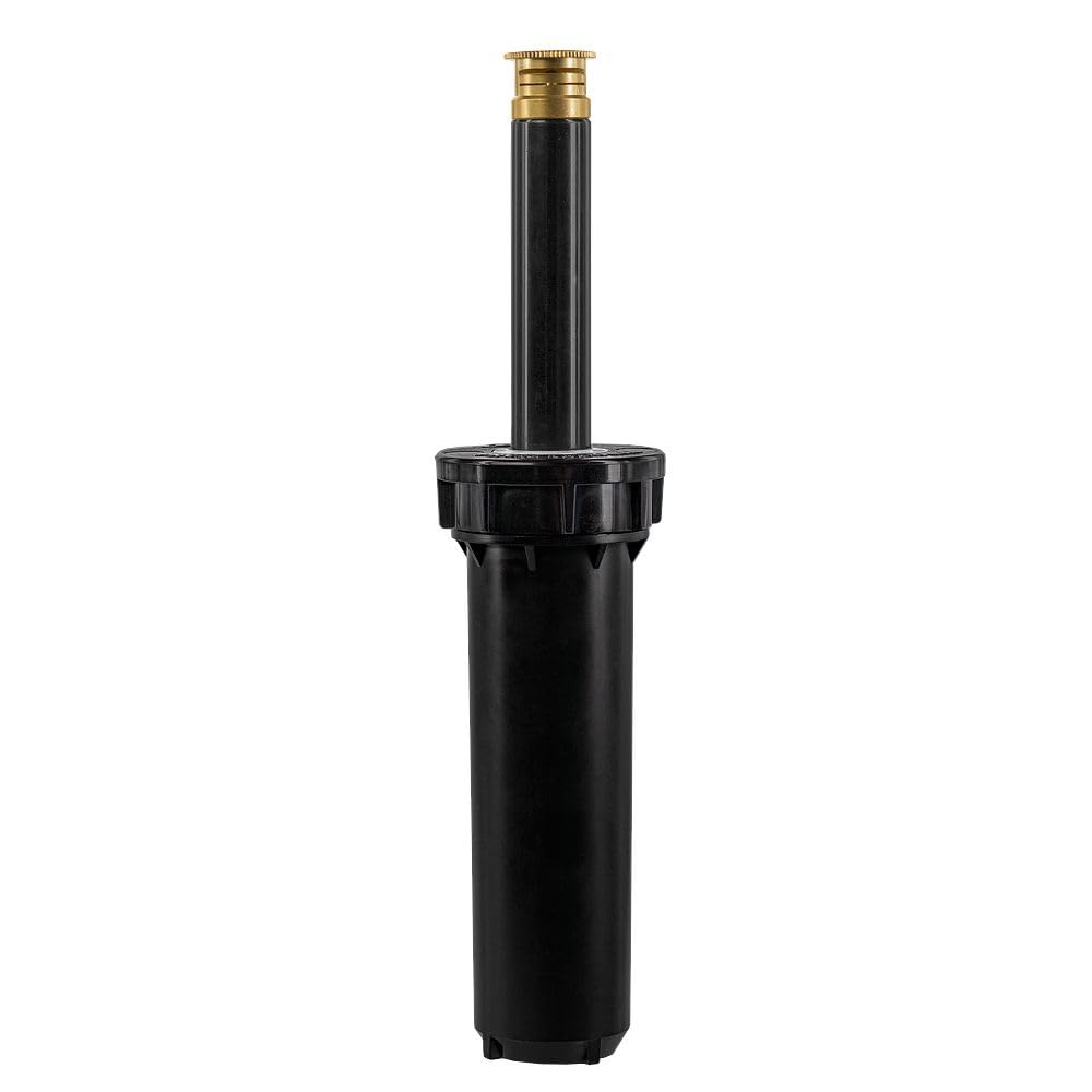 Orbit 80314 pop-up sprinkler shows compact head for neat irrigation.