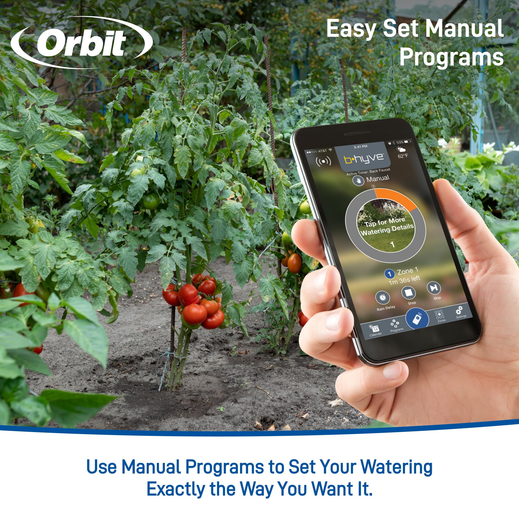 Orbit 90205Z B-hyve Gen 2 timer app interface for easy watering