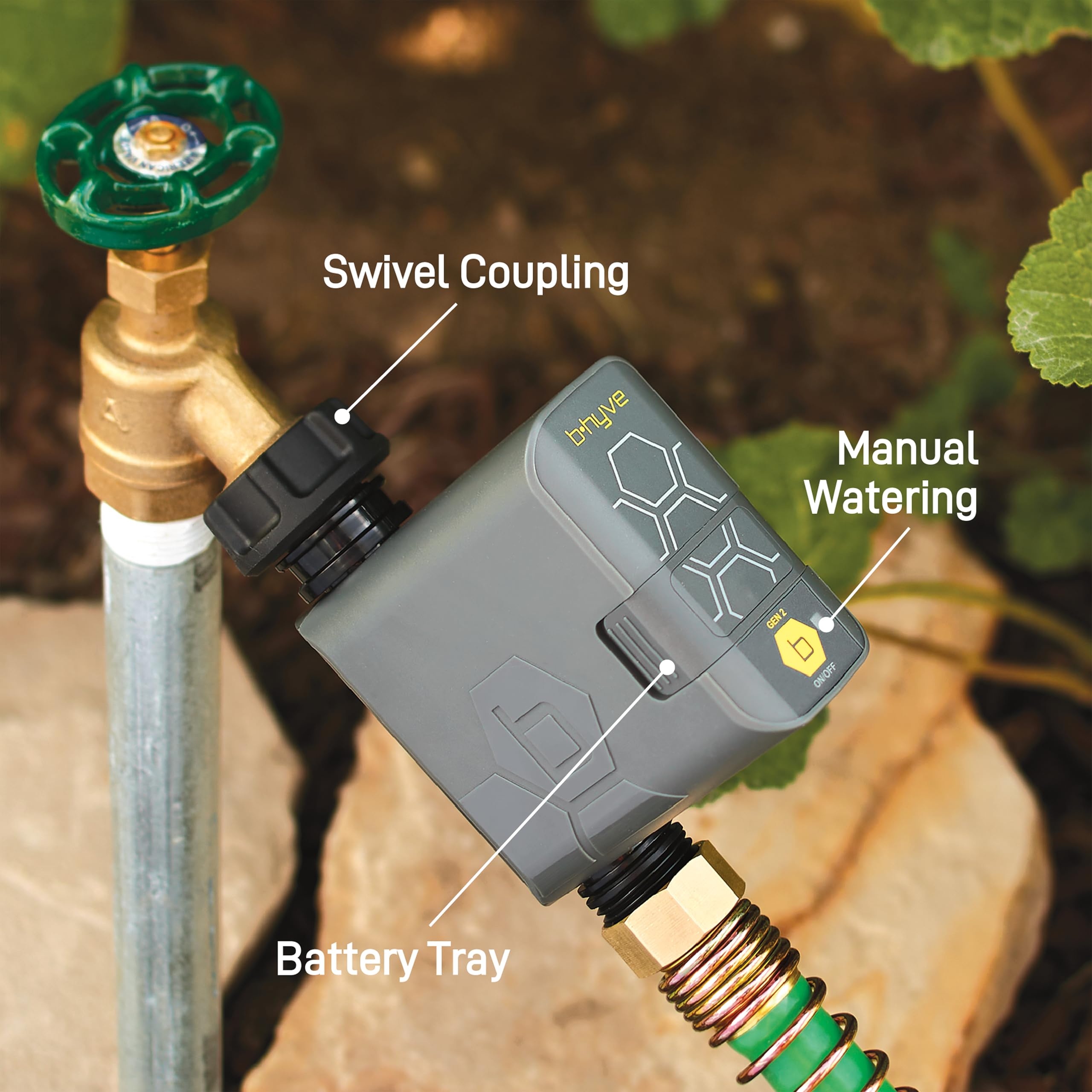 Orbit 90205Z B-hyve Gen 2 timer water flow close-up
