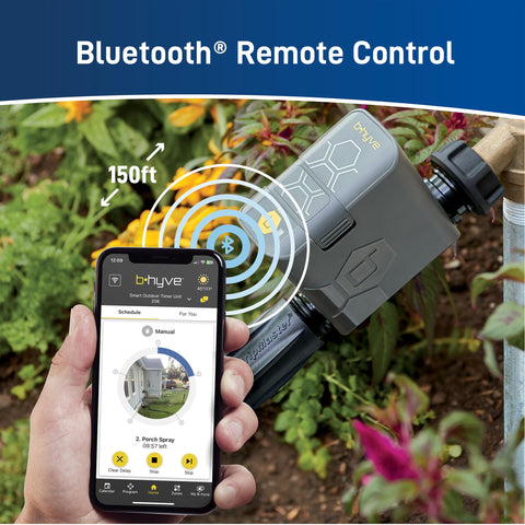 Orbit 90205Z B-hyve Gen 2 timer watering a garden bed
