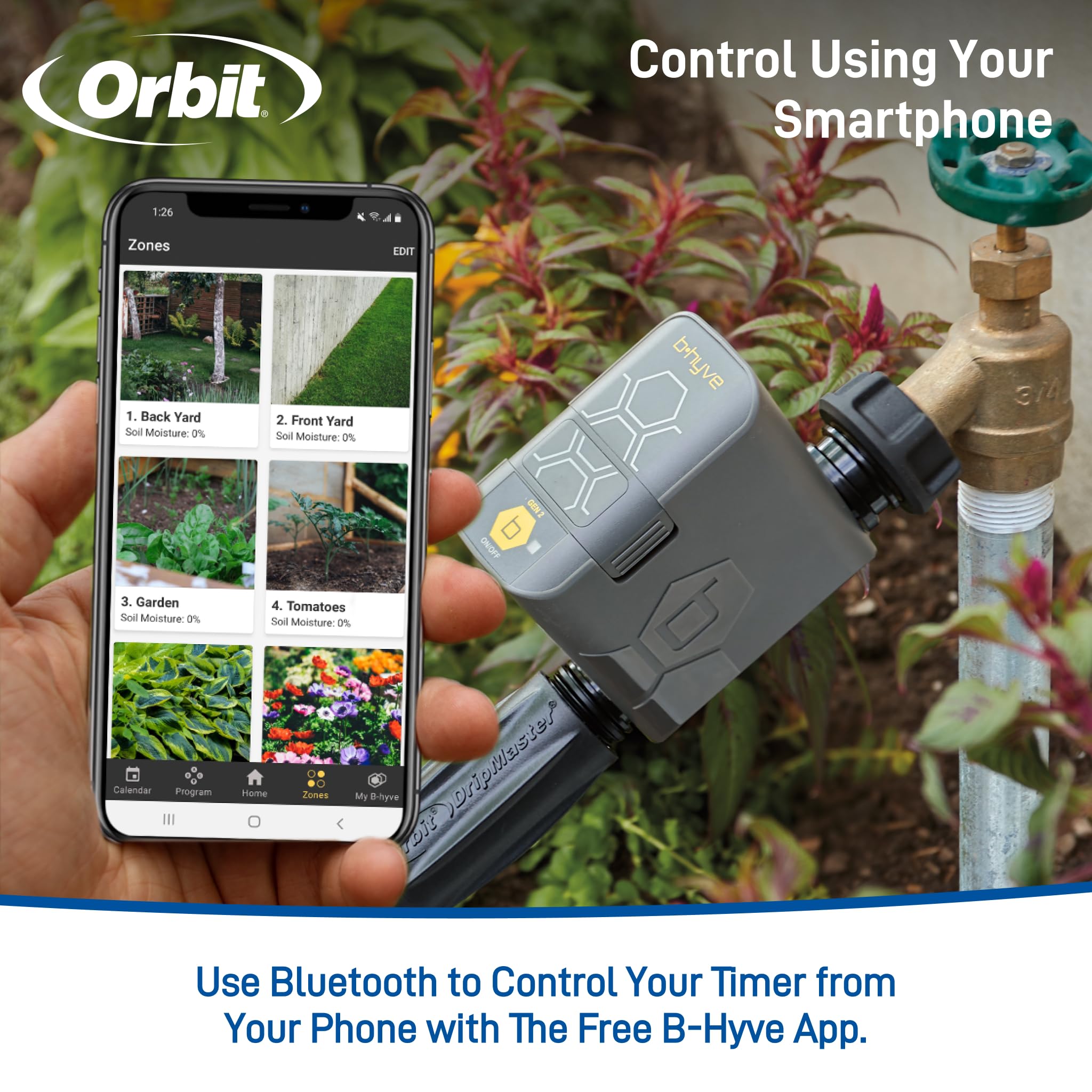 Orbit 90205Z B-hyve Gen 2 timer with WiFi indicator enables remote watering
