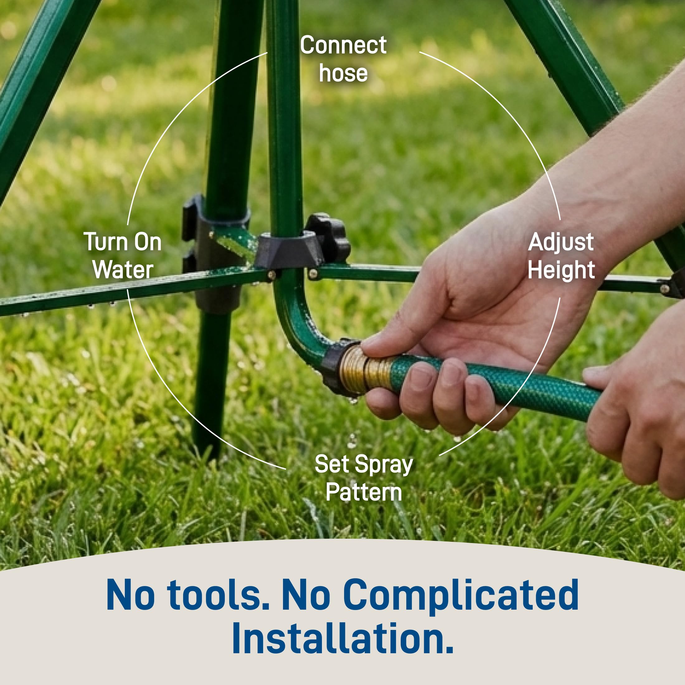 Orbit adjustable settings allow tailored coverage for different yard layouts.