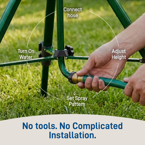 Orbit adjustable settings allow tailored coverage for different yard layouts.