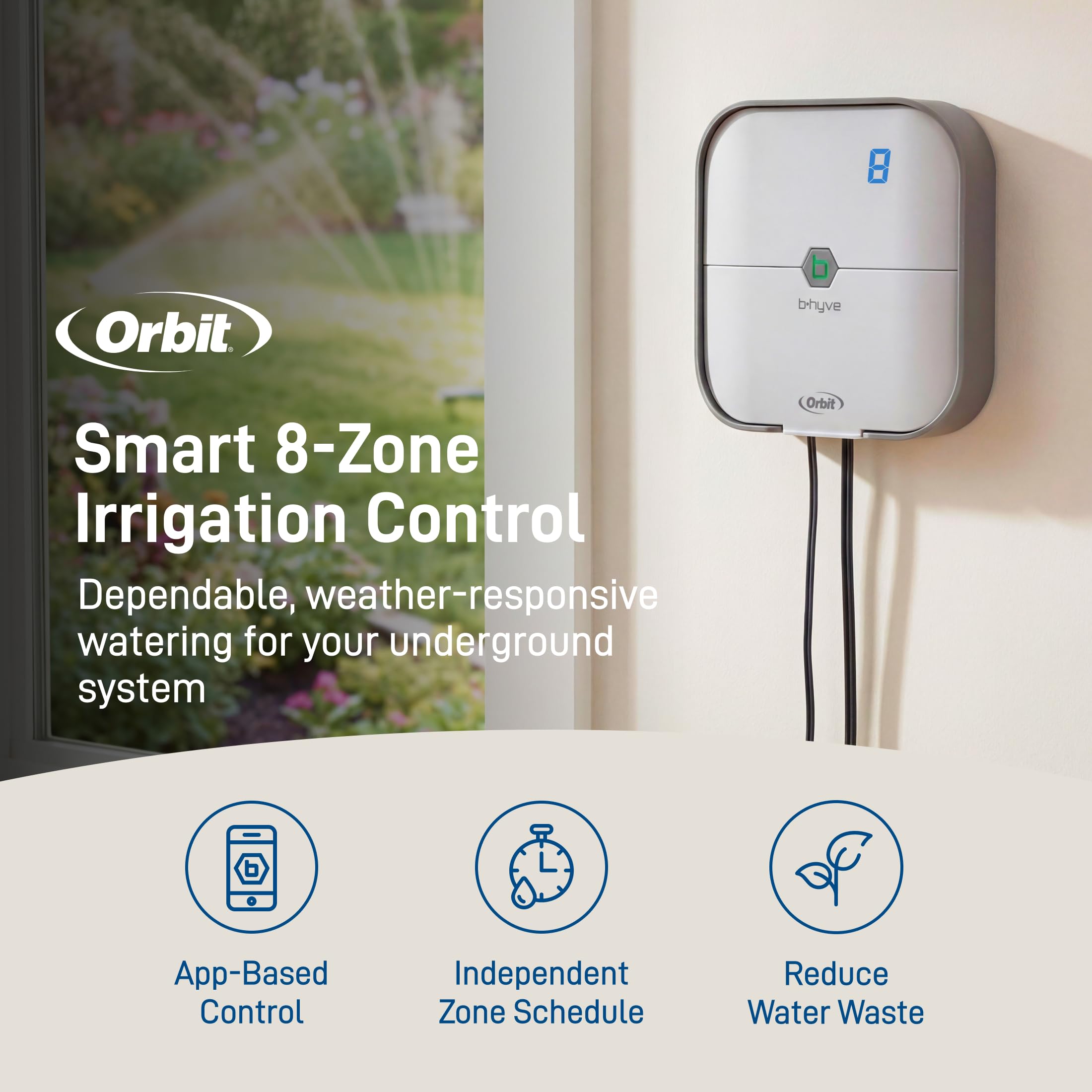 Orbit B-hyve Bluetooth remote control image enables quick on-the-go adjustments