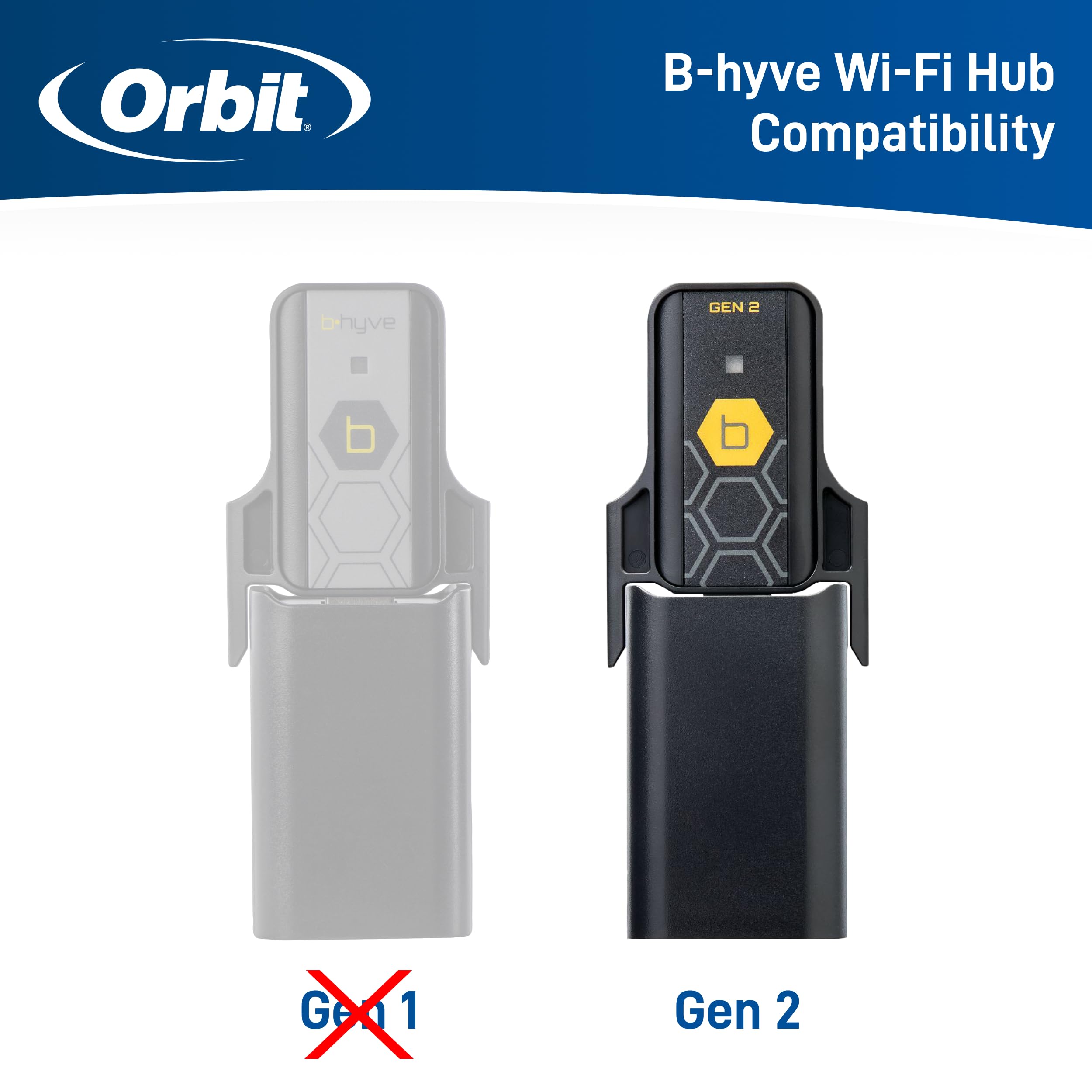 Orbit B-hyve Gen 2 two-pack with hose Y-splitter for flexible outdoor irrigation setups.