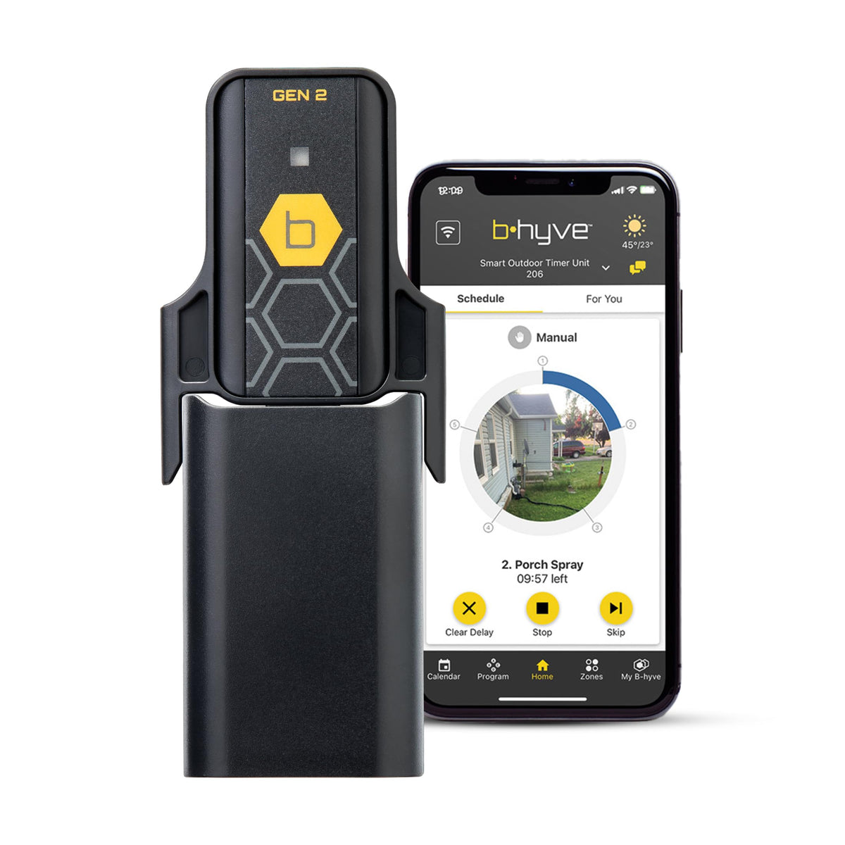 Orbit B-hyve Gen 2 Hub front view for immediate irrigation control from anywhere.