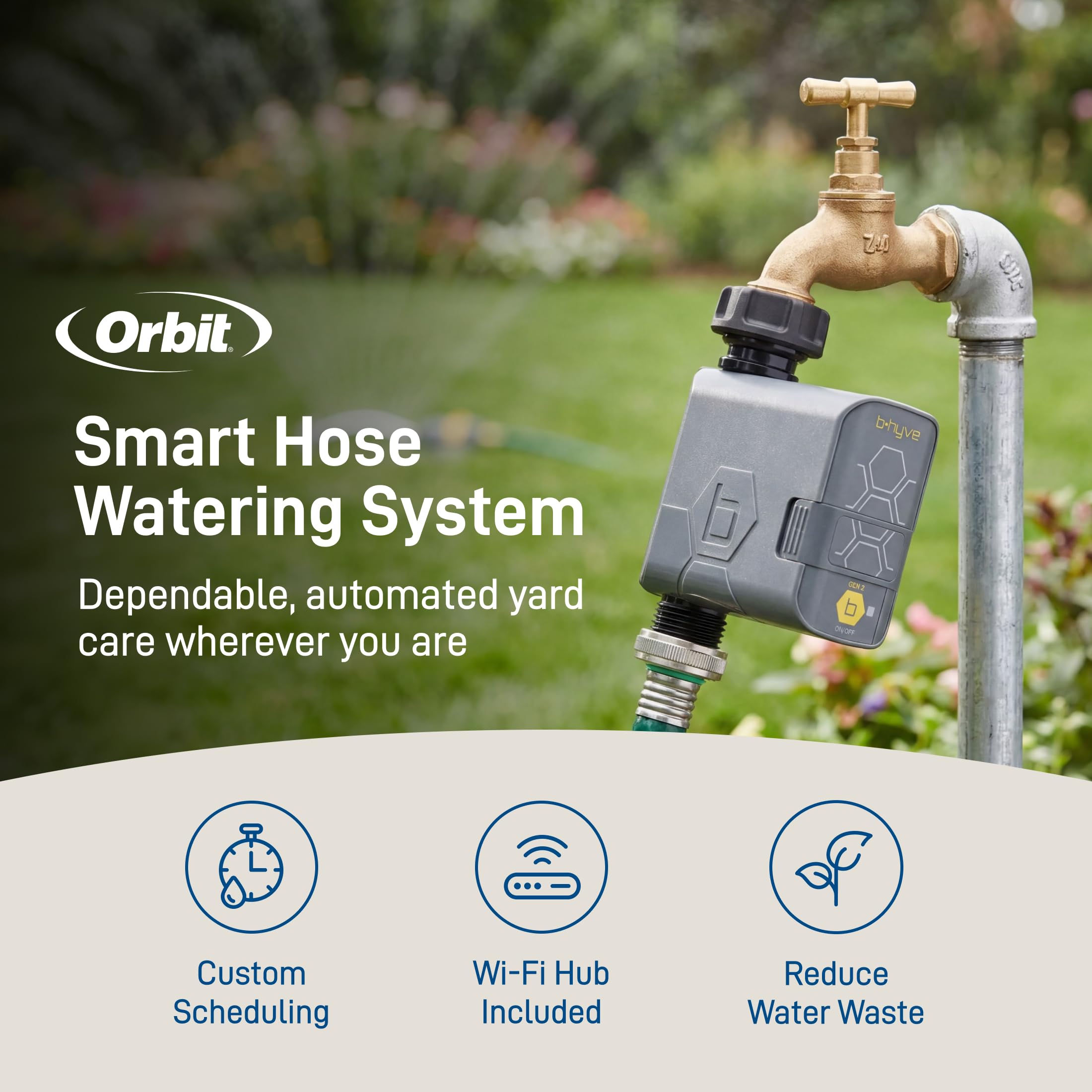 Orbit B-hyve Gen 2 Wi-Fi hub enabling remote watering control