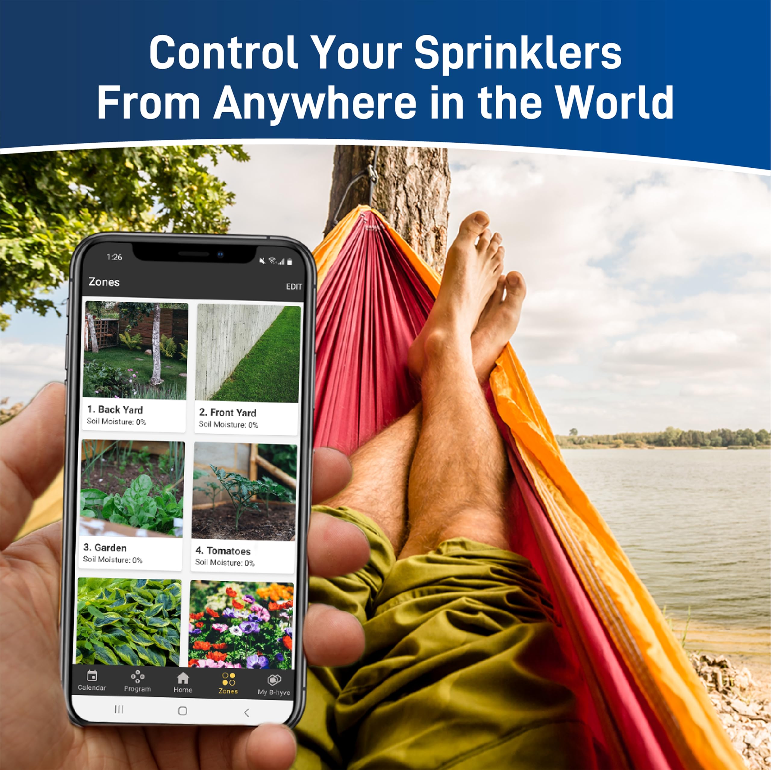 Orbit B-hyve water-saving technology helps reduce waste and run times.