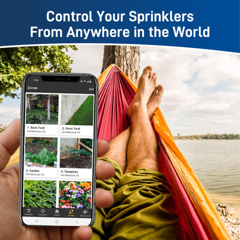 Orbit B-hyve water-saving technology helps reduce waste and run times.