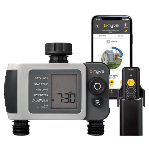 Orbit B-hyve XD timer outdoors enables automatic precise watering.