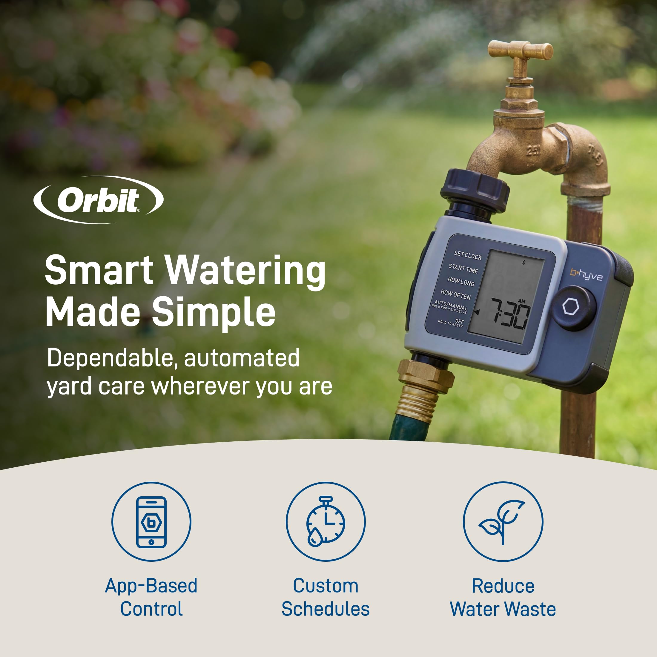 Orbit B-hyve XD with Wi-Fi hub setup for remote watering control.