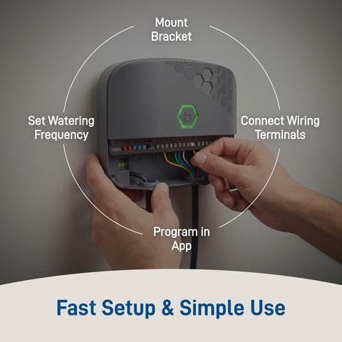 Orbit B-hyve XR zone labels near control panel for easy identification