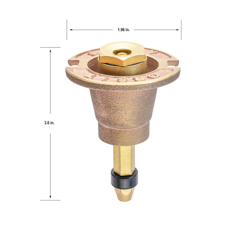 Orbit brass pop-up sprinkler body designed for durable garden irrigation.