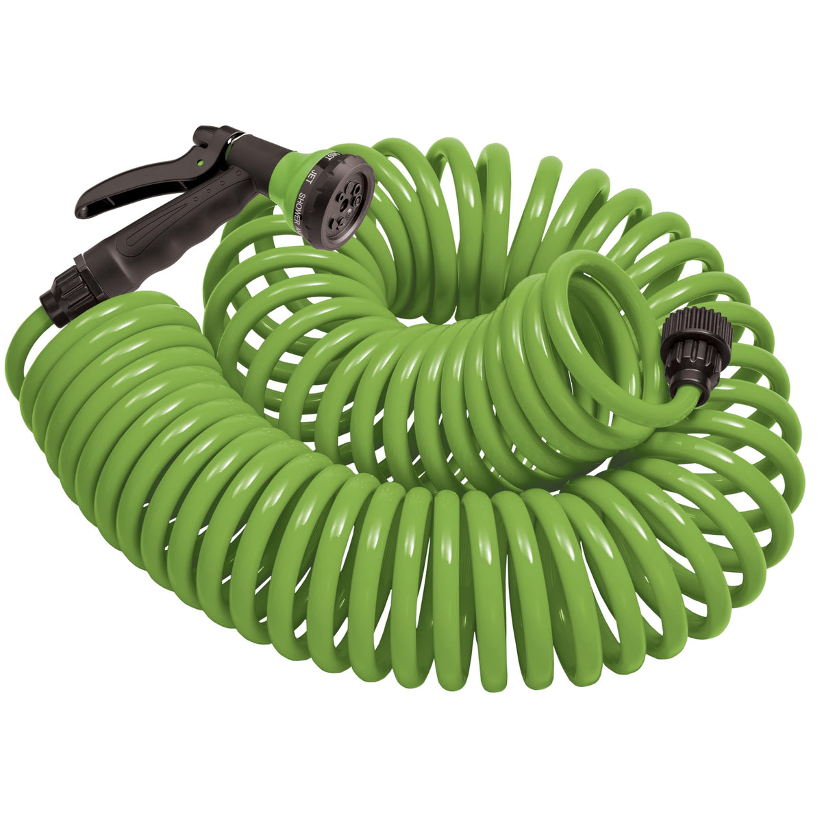 Orbit 26380 coil hose 25ft ready for quick watering and easy storage.