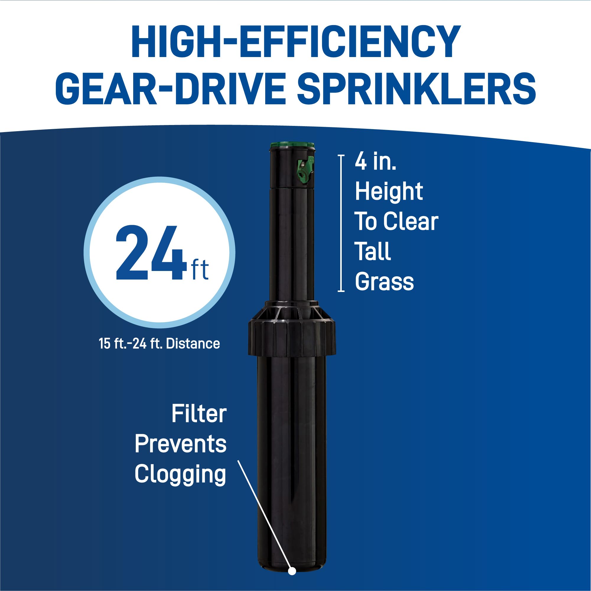 Orbit digital timer enables programmable watering schedules for efficiency.