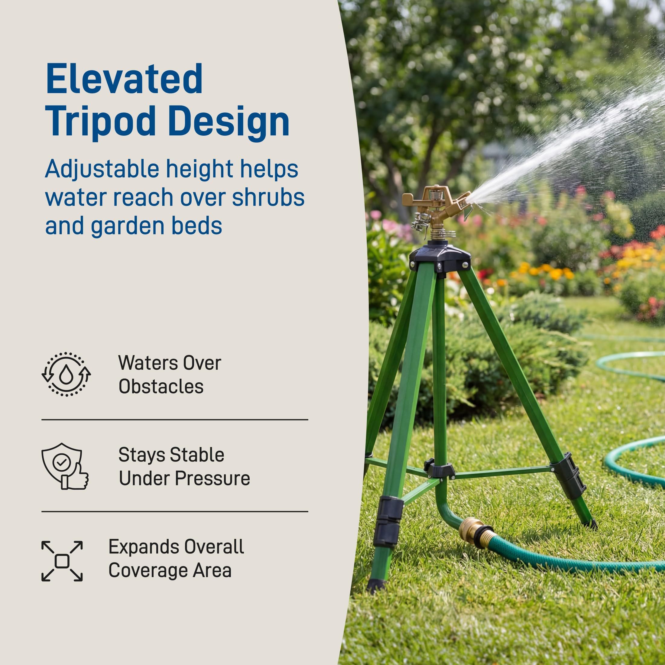 Orbit zinc-coated finish on outdoor sprinkler for long-lasting use.