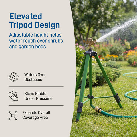 Orbit zinc-coated finish on outdoor sprinkler for long-lasting use.