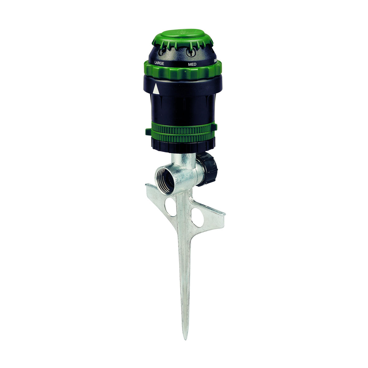 Orbit H2O-6 gear drive sprinkler assembly showing compact setup.