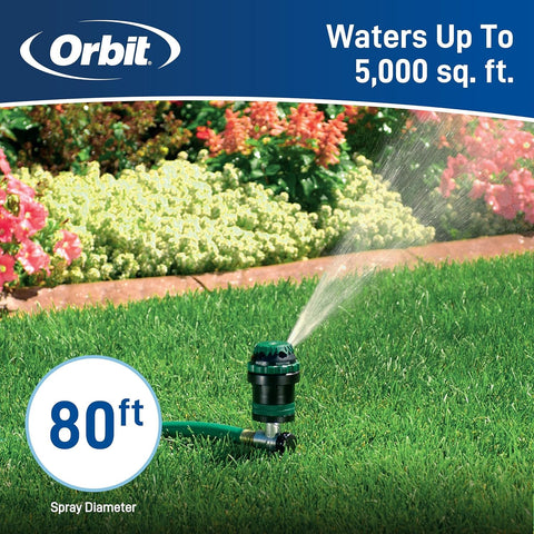 Orbit H2O-Six Gear Drive Sprinkler - 80-ft coverage for lawn and garden
