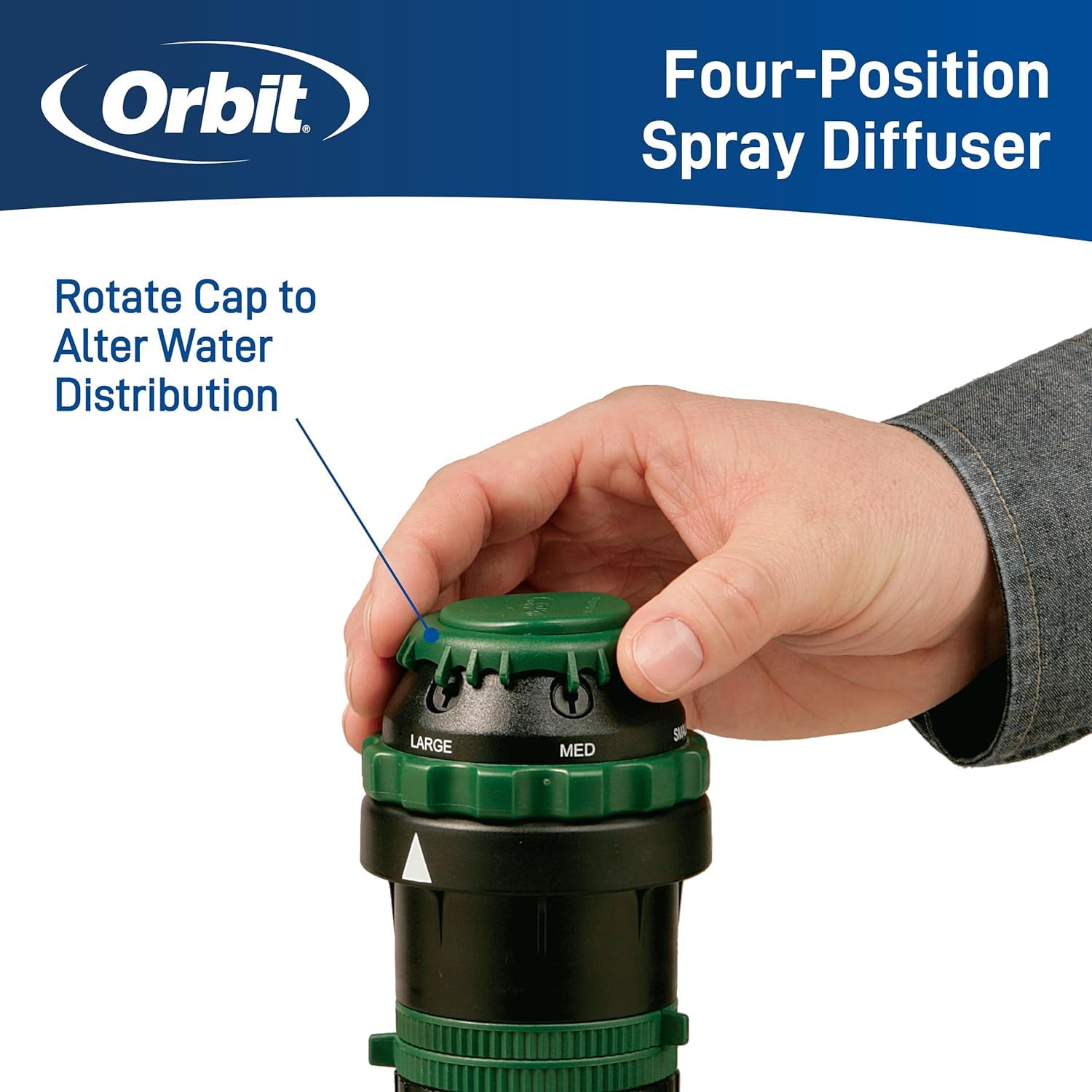 Orbit H2O-Six Gear Drive Sprinkler - flow-through outlet allows linking multiple units